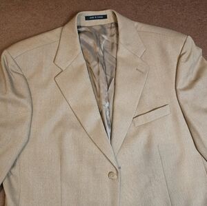 Vintage Lauren Ralph Lauren Mens 44T Khaki Tan Wool Silk Blazer‎ Suit Jacket